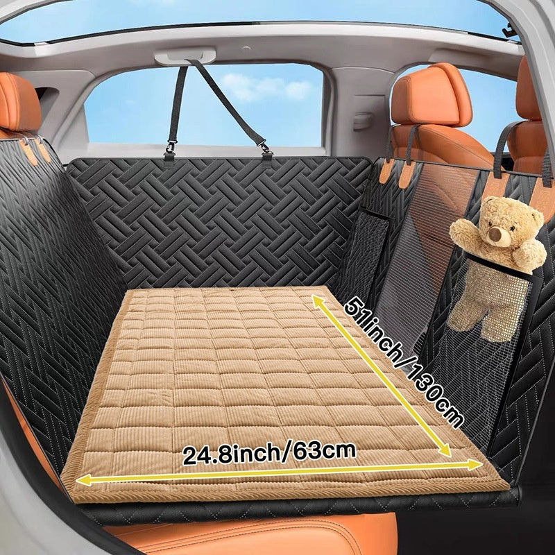 Plaid corduroy dog car seat cover mat for back seat, view 9