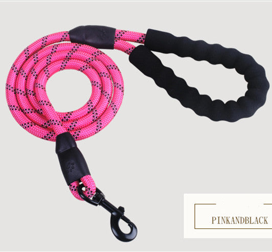 Reflective rope dog leash with foam handle, view 6