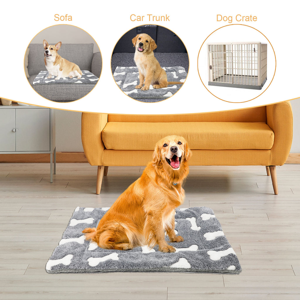 Reversible coral fleece dog crate mat, view 2