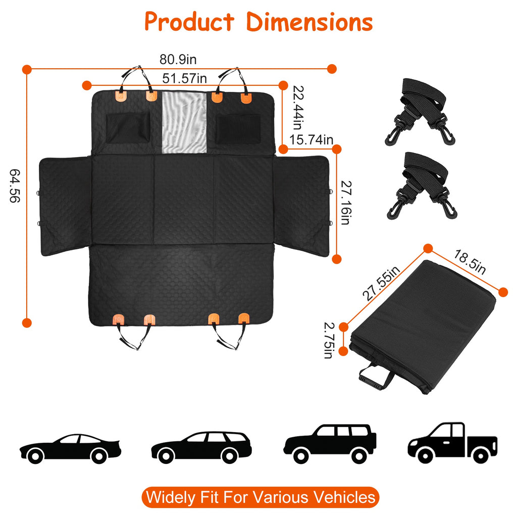 Dog back seat extender with mesh window and firm platform, view 9