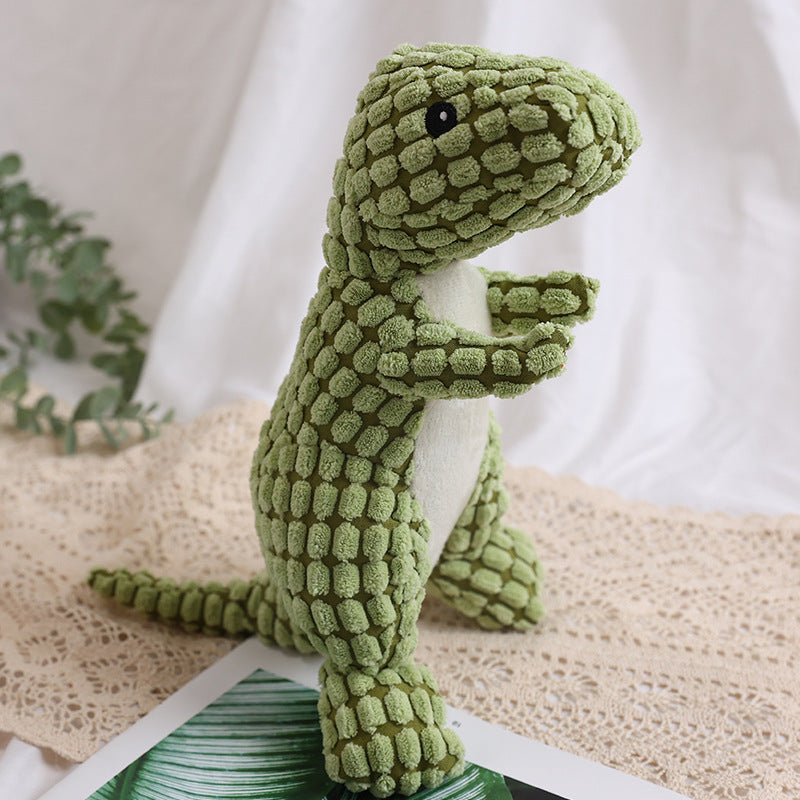 Squeaky corduroy plush dinosaur dog toy, view 5