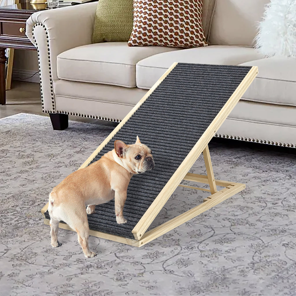 Foldable wooden dog ramp for bed and couch, view 2