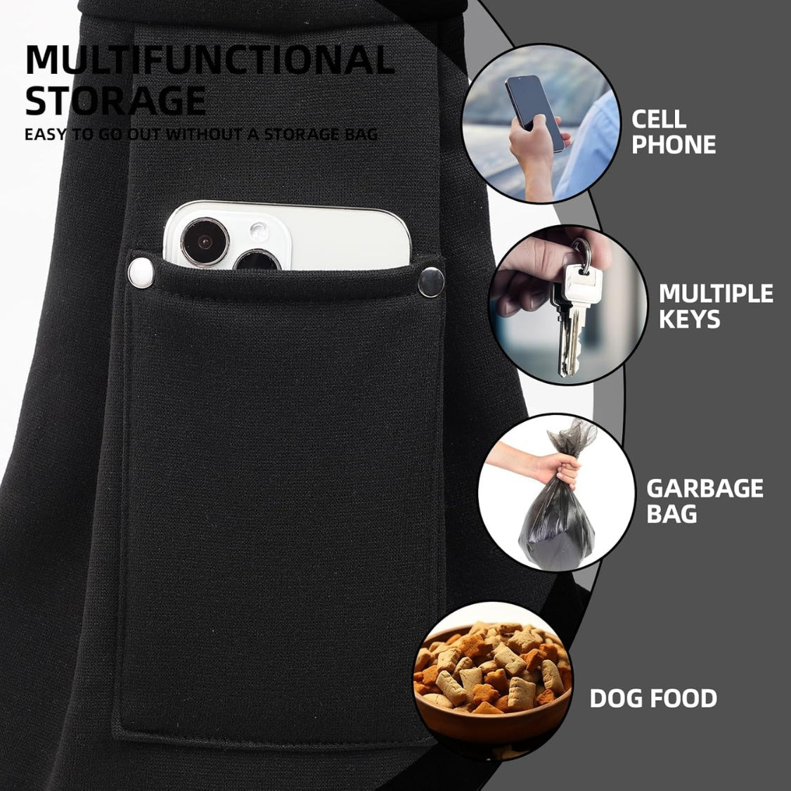 Reversible cotton sling carrier for small dogs, view 3