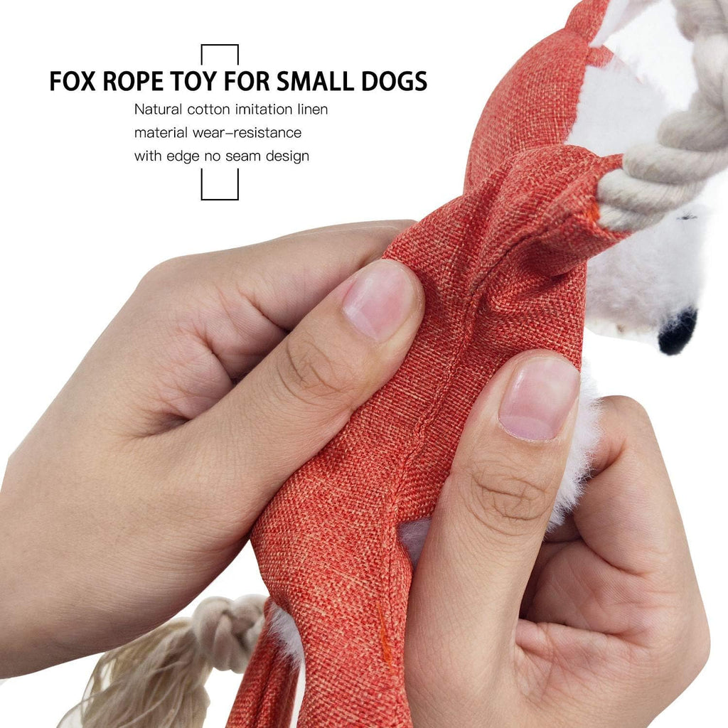 Stuffless plush fox dog toy with rope limbs, view 10