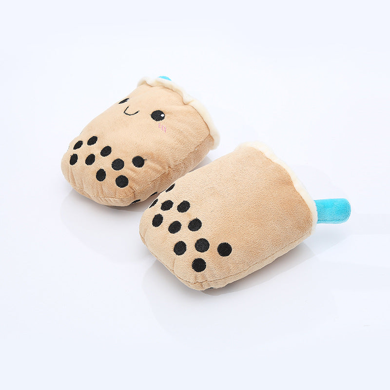 Plush rope dog tug toy milk tea cup or carrot, view 5