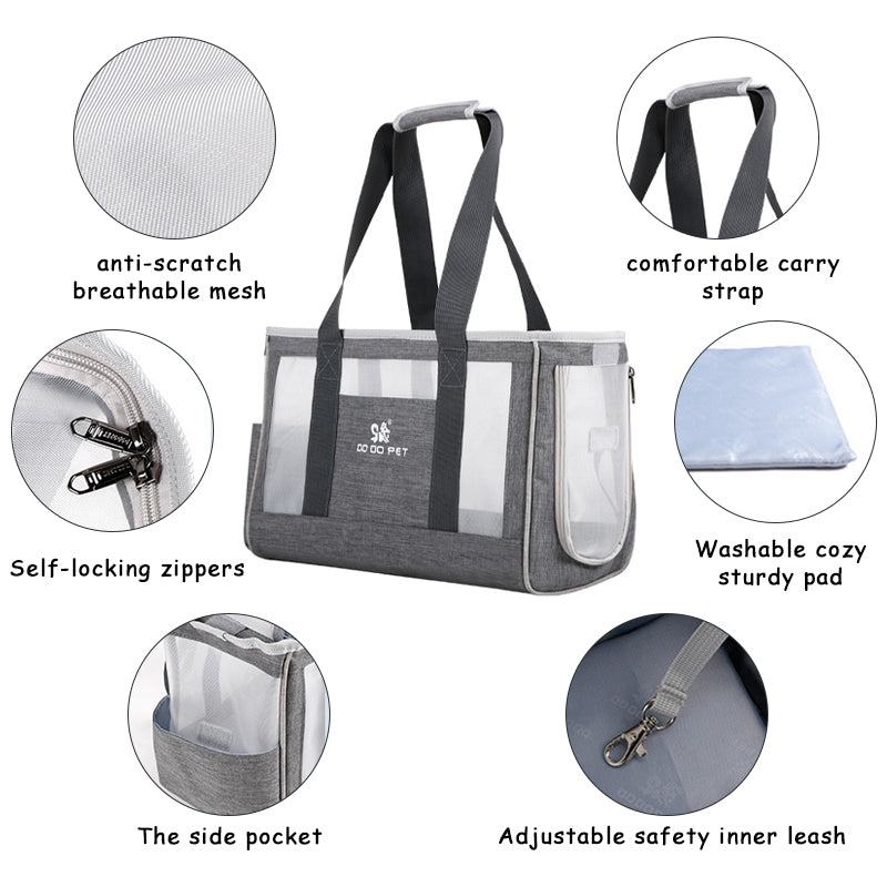 Breathable mesh pet carrier bag for small dogs and cats, view 7