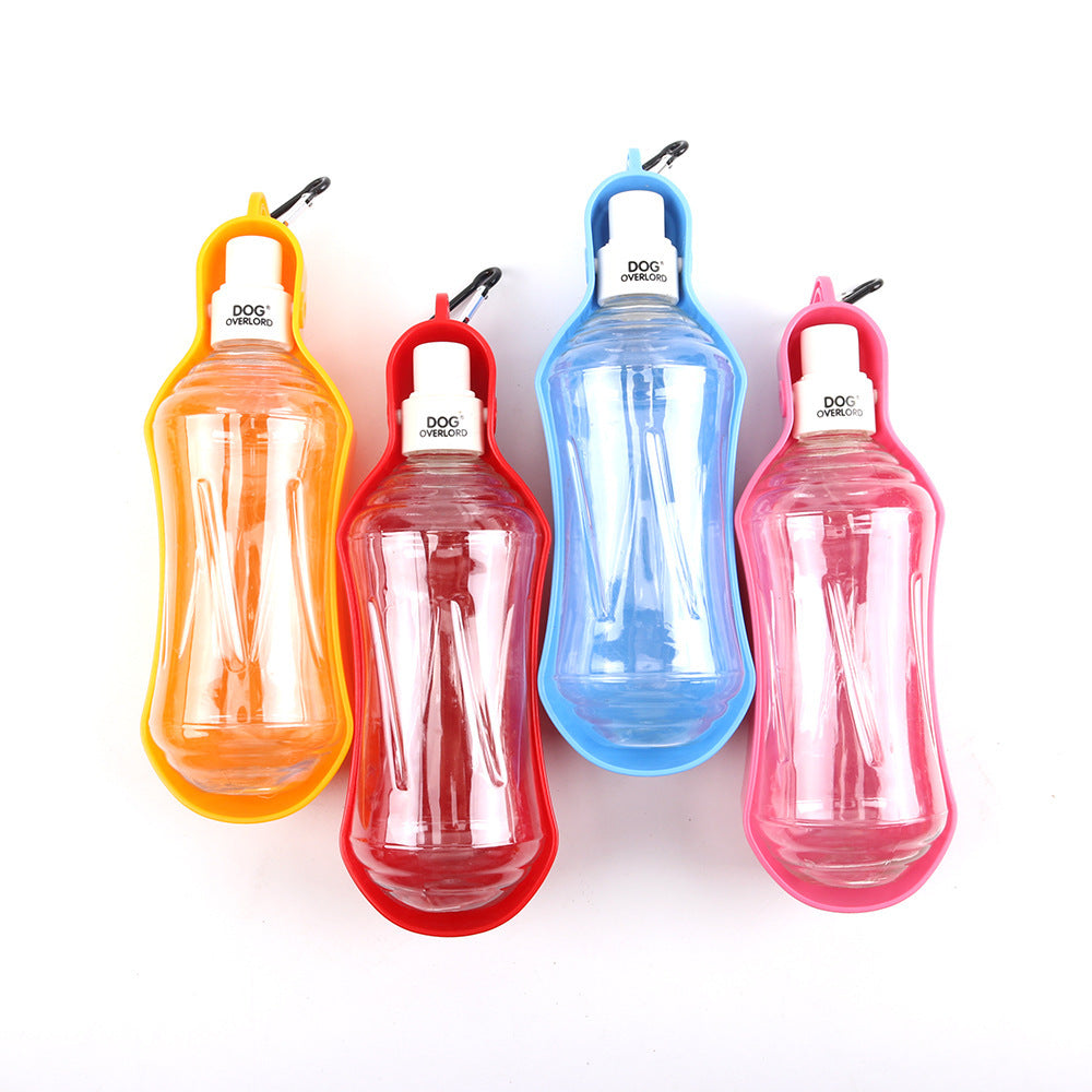 Clip-on dog travel water bottle with drinking trough, view 10