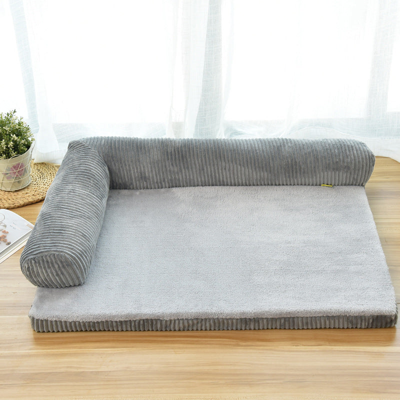 Low-profile corduroy dog sofa bed with sponge padding, view 7