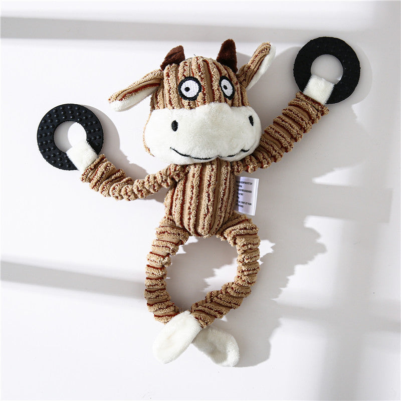 Squeaky corduroy plush animal dog toy, view 16