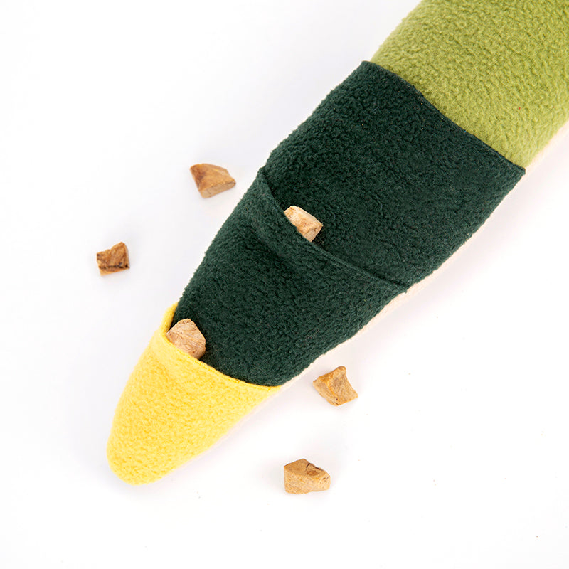 Fleece snuffle snake dog puzzle toy for nosework, view 3