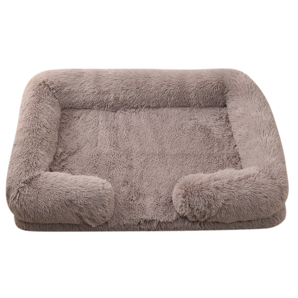 Plush rectangle dog bed with bolster sides, view 6