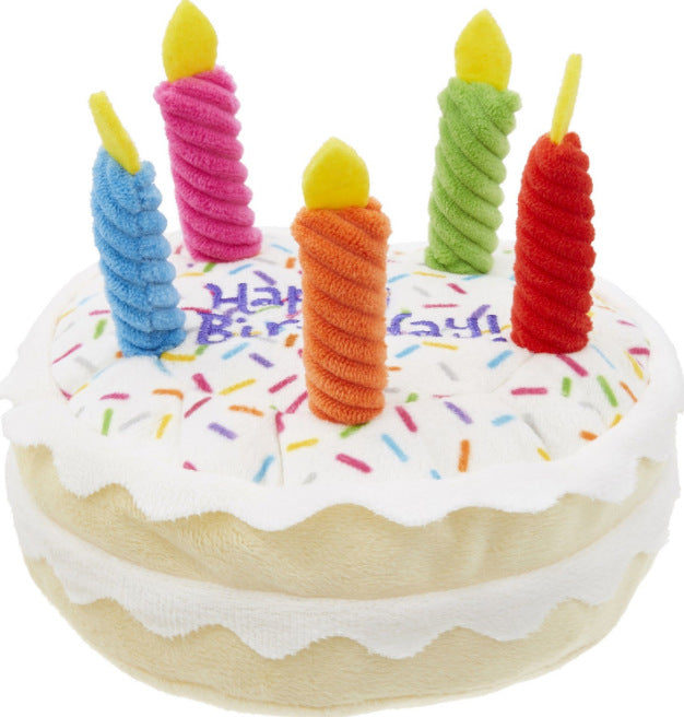Birthday cake squeaky plush dog toy, view 4