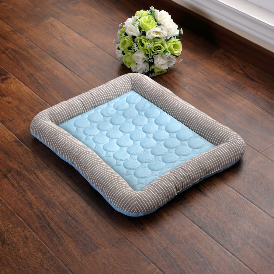 Ice silk cooling dog bed pad with non-slip base, view 6