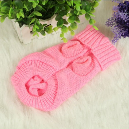 Black or white knit dog sweater with button details, view 4