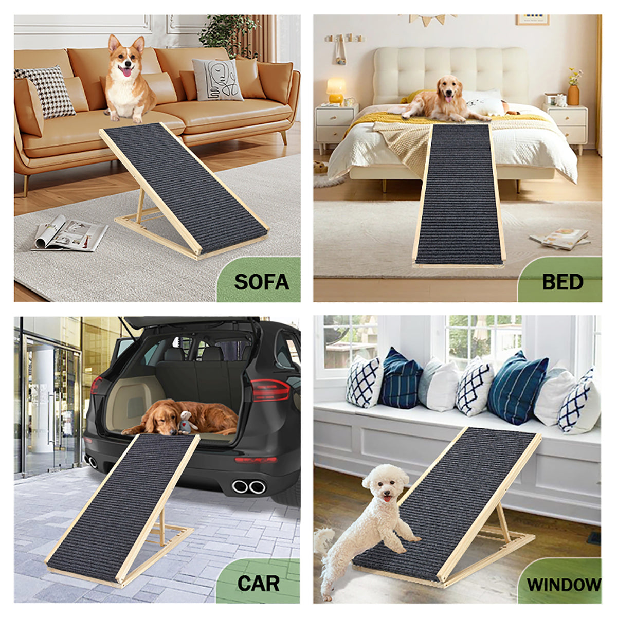 Foldable wooden dog ramp for bed and couch, view 6