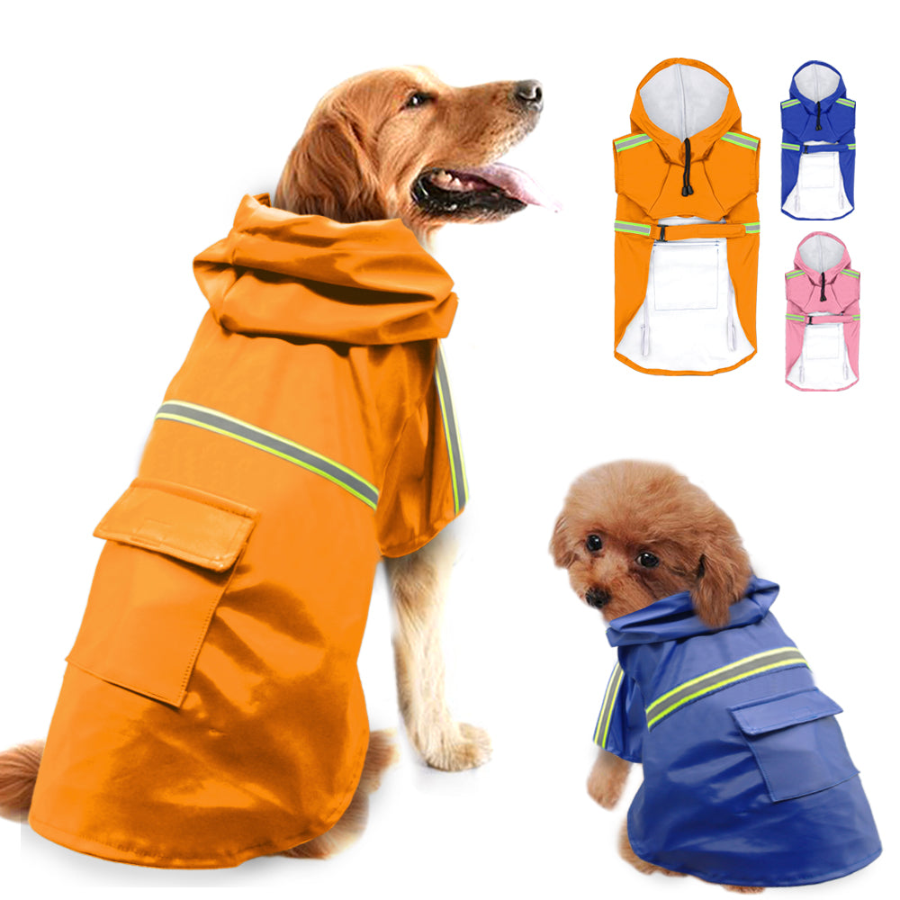 Hooded reflective waterproof dog raincoat, view 2