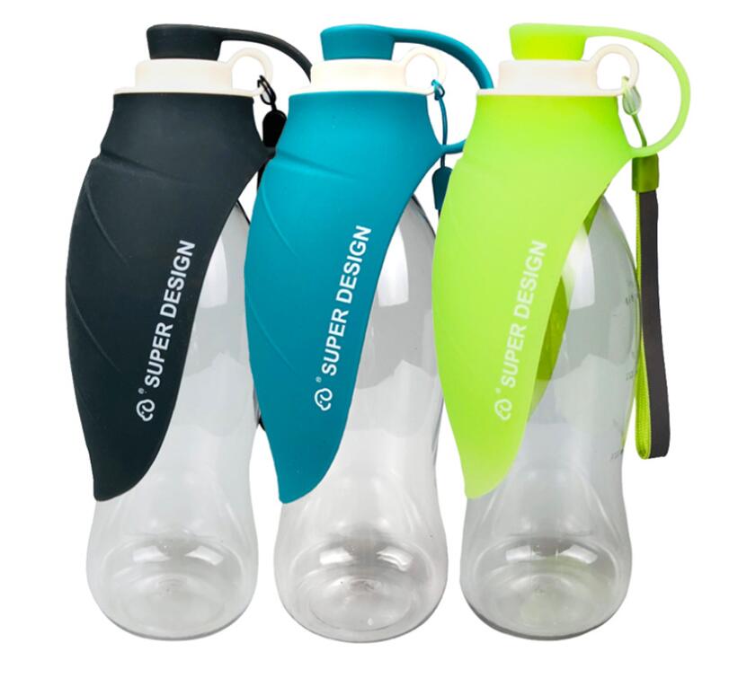 Leaf-shaped dog water bottle with flip-up silicone bowl, view 10