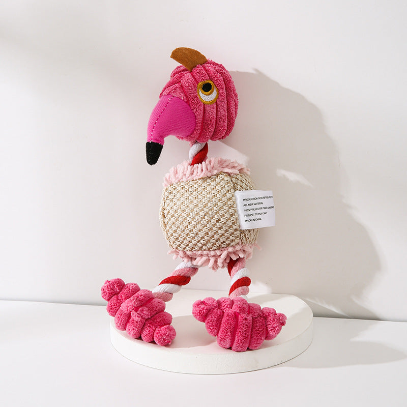 Squeaky corduroy plush animal dog toy, view 6