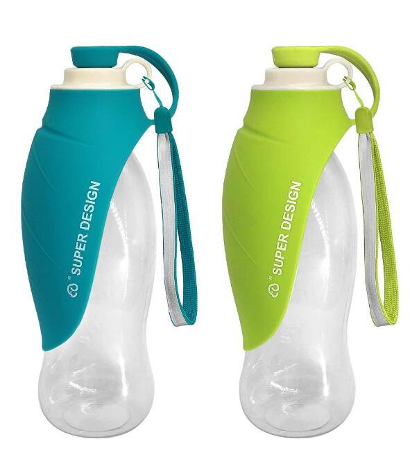 Leaf-shaped dog water bottle with flip-up silicone bowl, view 8