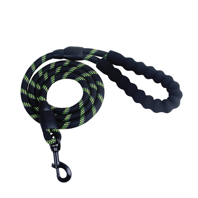 Reflective rope dog leash with foam handle, view 8