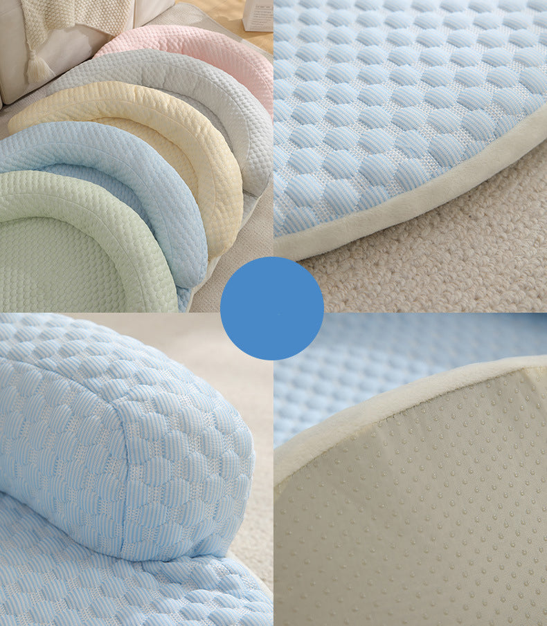 Gray breathable cooling dog bed with bolster edge, view 6