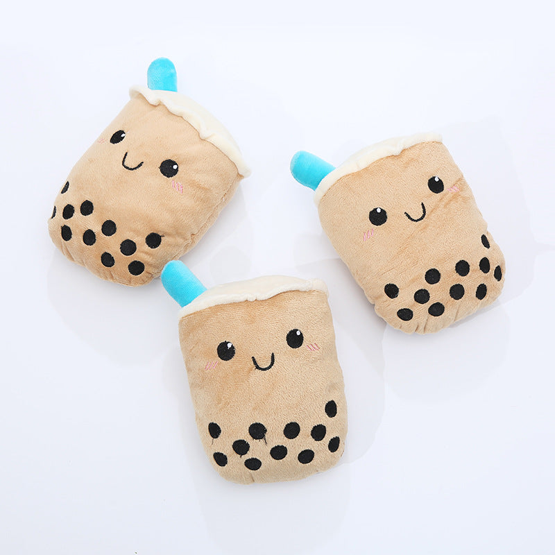 Plush rope dog tug toy milk tea cup or carrot, view 2