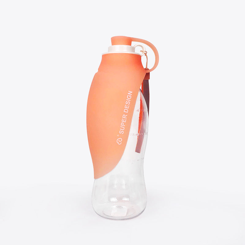 Leaf-shaped dog water bottle with flip-up silicone bowl, view 6