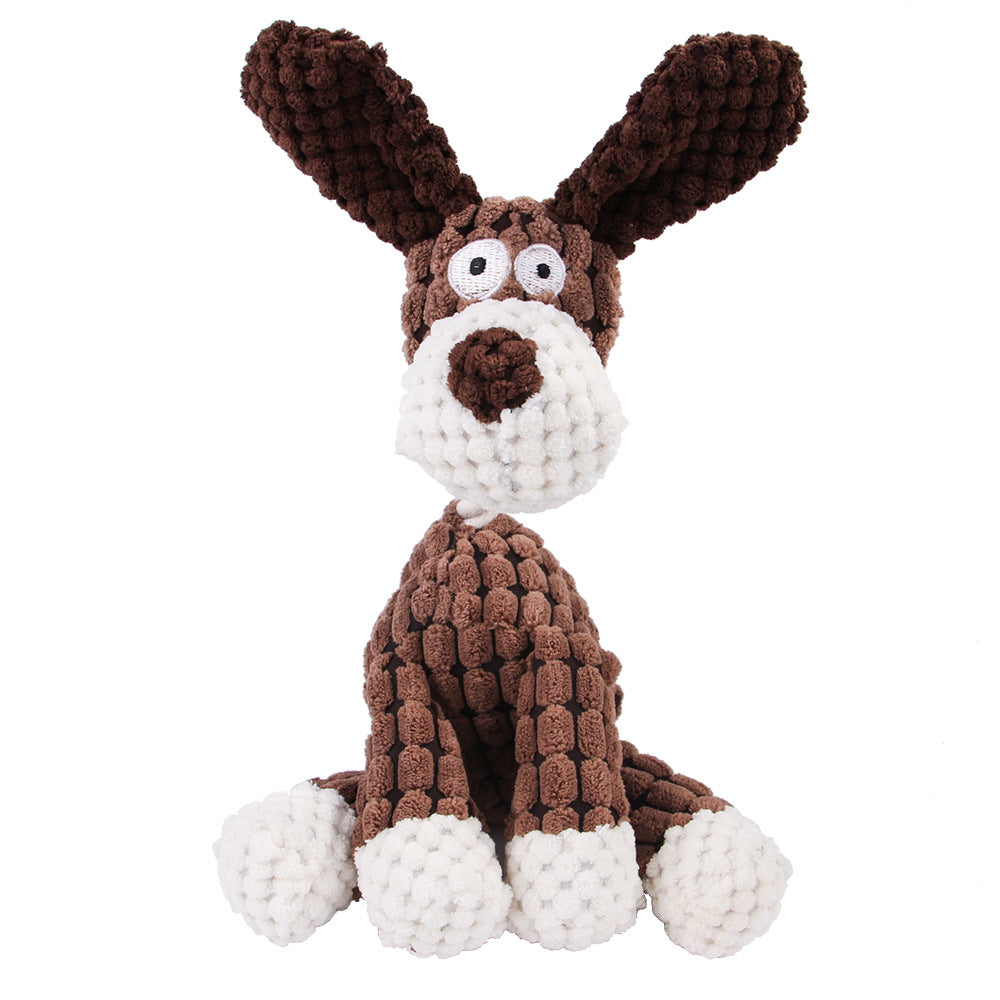 Squeaky corduroy plush animal dog toy, view 7