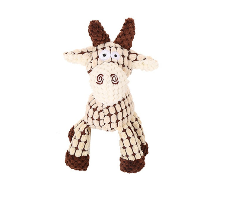 Squeaky corduroy plush animal dog toy, view 8