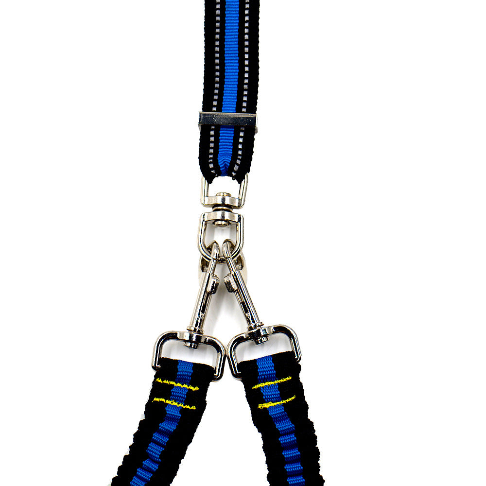 Double dog leash coupler with bungee ends, view 8