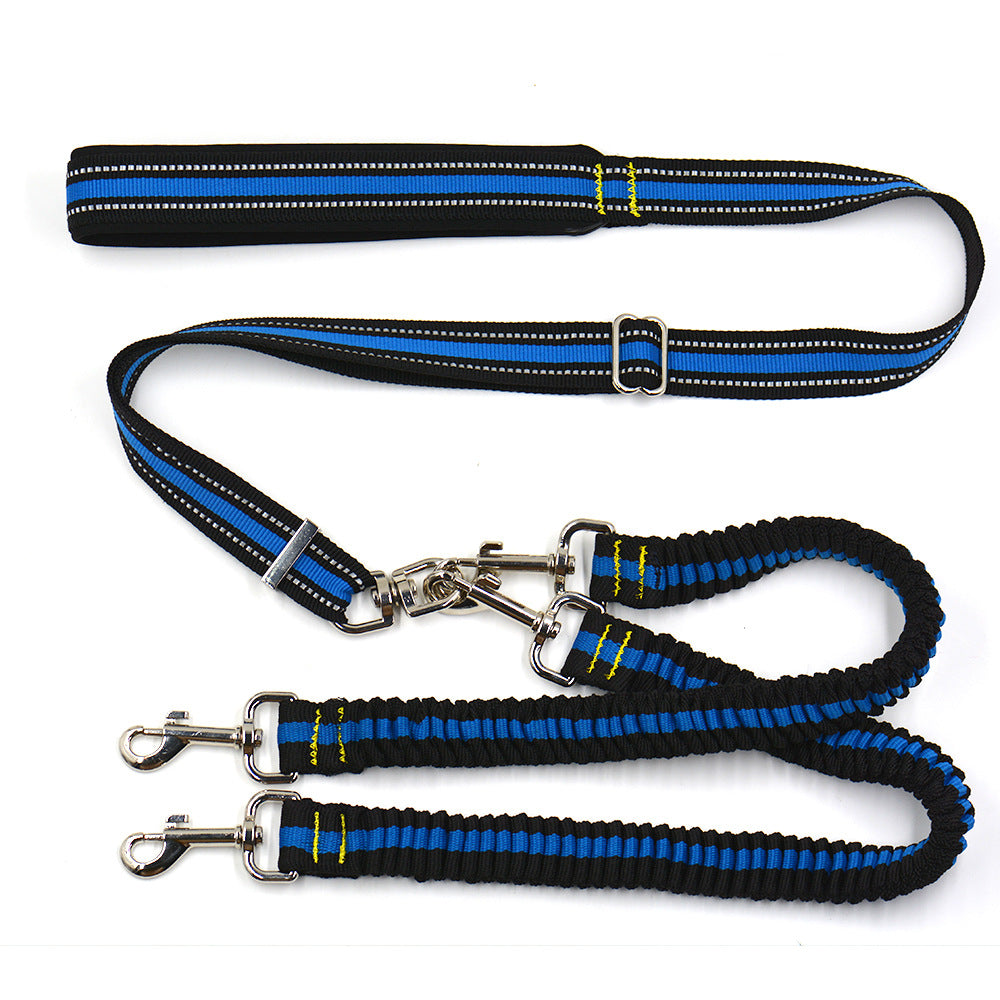 Double dog leash coupler with bungee ends, view 6