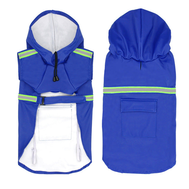 Hooded reflective waterproof dog raincoat, view 4