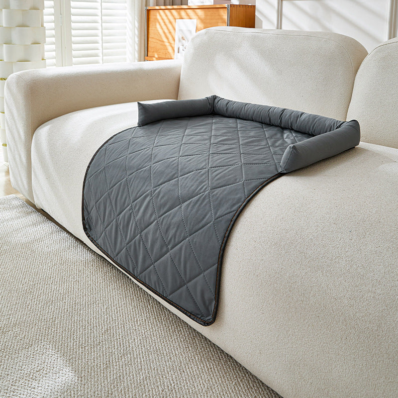 Waterproof cooling dog couch bed with bolster, view 4