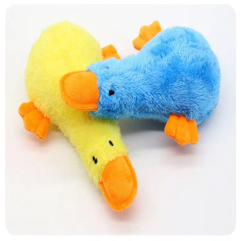 Floppy squeaky plush duck dog toy, view 6