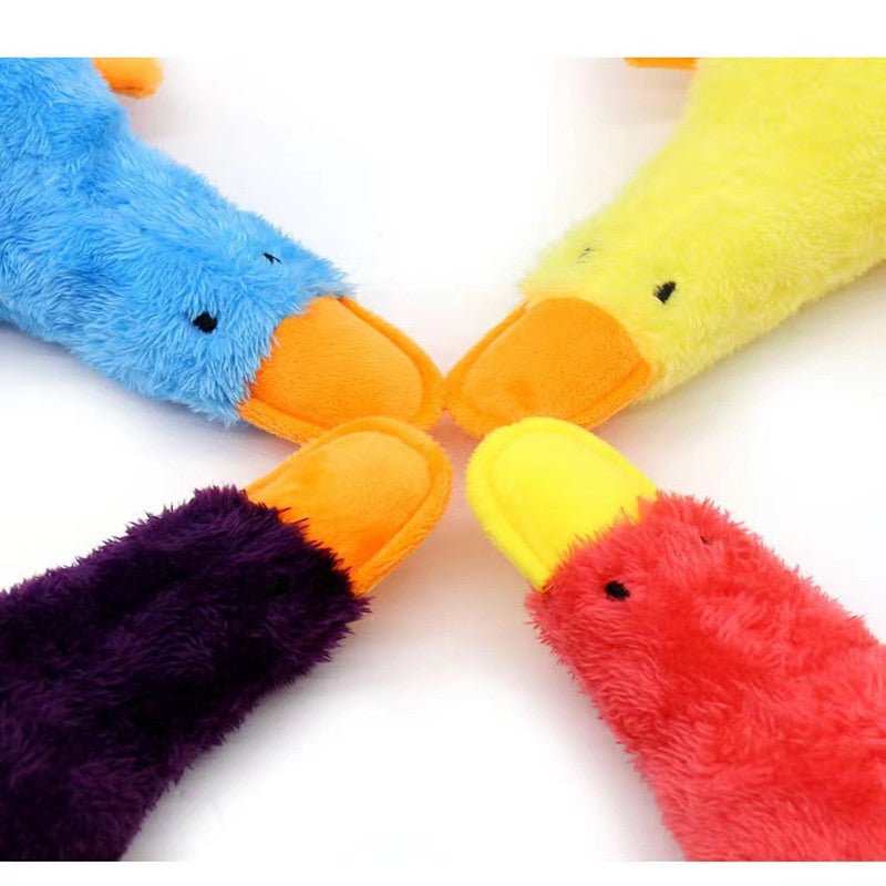 Floppy squeaky plush duck dog toy, view 4