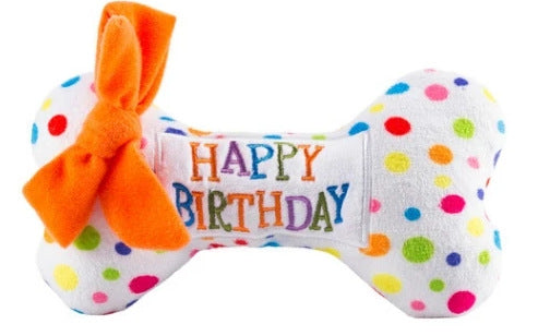 Birthday cake squeaky plush dog toy, view 6