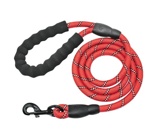 Reflective rope dog leash with foam handle, view 5