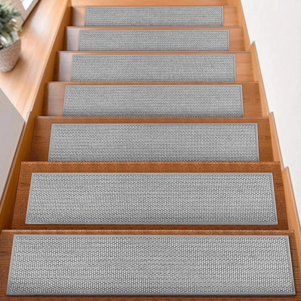 Linen-look non-slip stair tread mats for pets, view 6