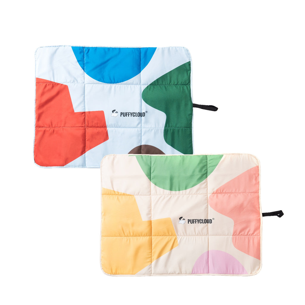 Blue roll-up waterproof dog travel mat, view 6