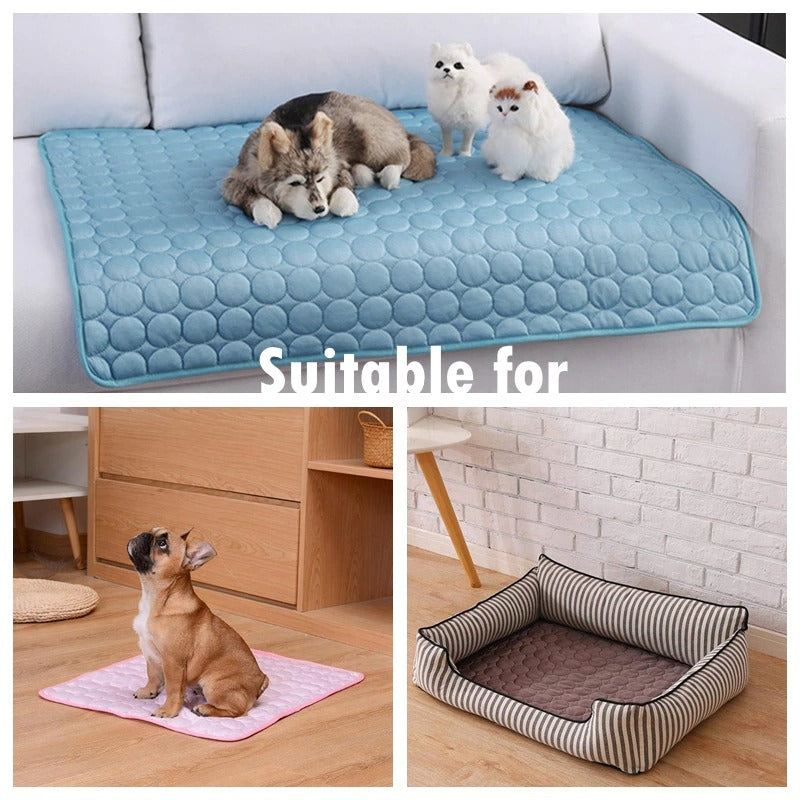 Thin ice silk dog cooling mat for crate and sofa, view 4