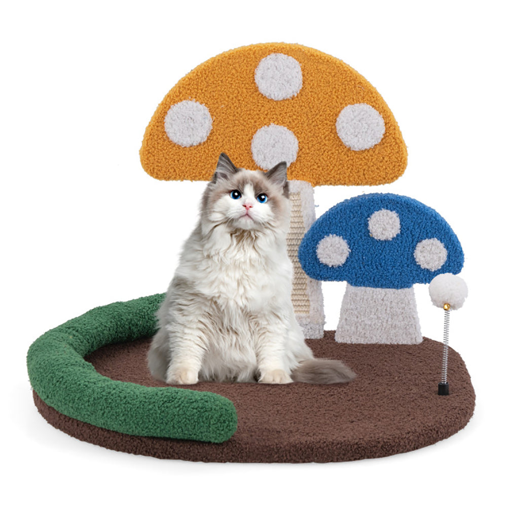 Cat lounge bed with sisal scratching panel and ball toy, view 4