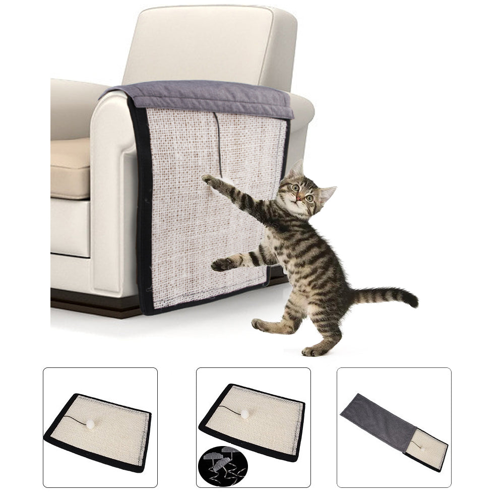 Natural sisal cat scratch pad for sofa armrest, view 2