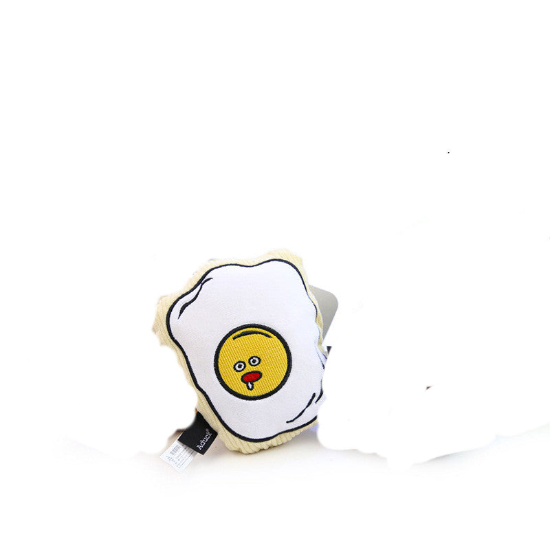 Squeaky plush avocado, toast and fried egg dog toys, view 6