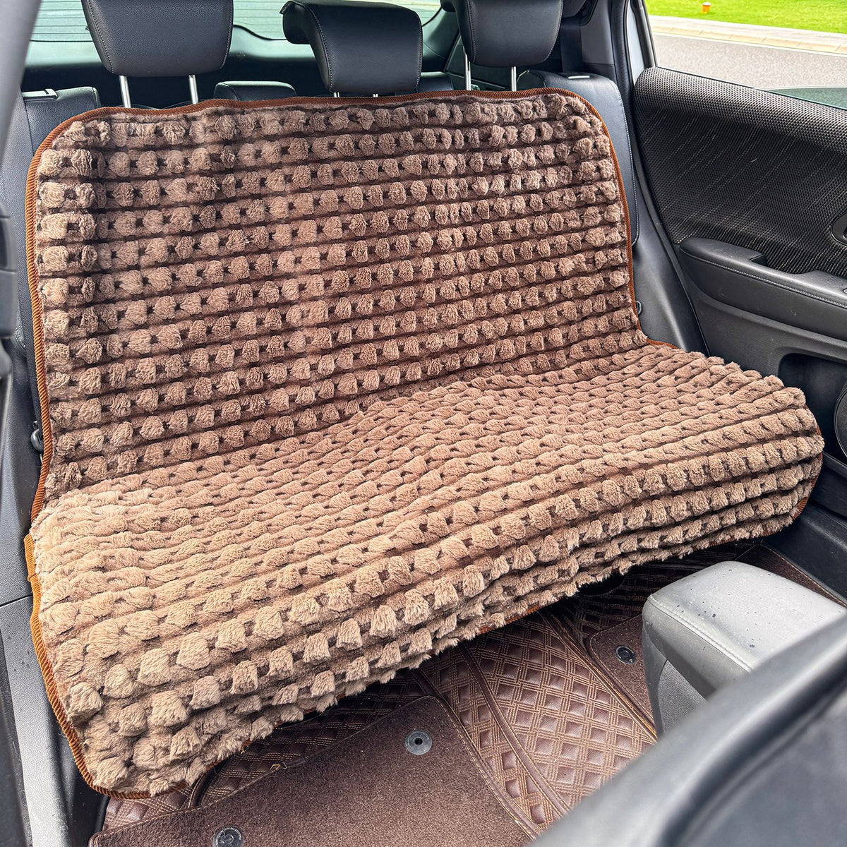 Plush non-slip back seat dog bed cover for car, view 7