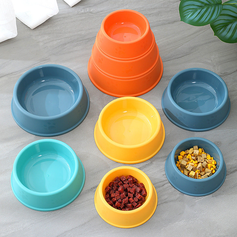 Frosted paw print plastic pet bowl for cats, view 2