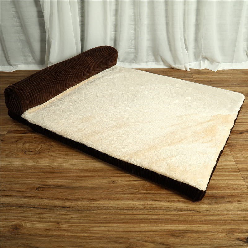 Low-profile corduroy dog sofa bed with sponge padding, view 8