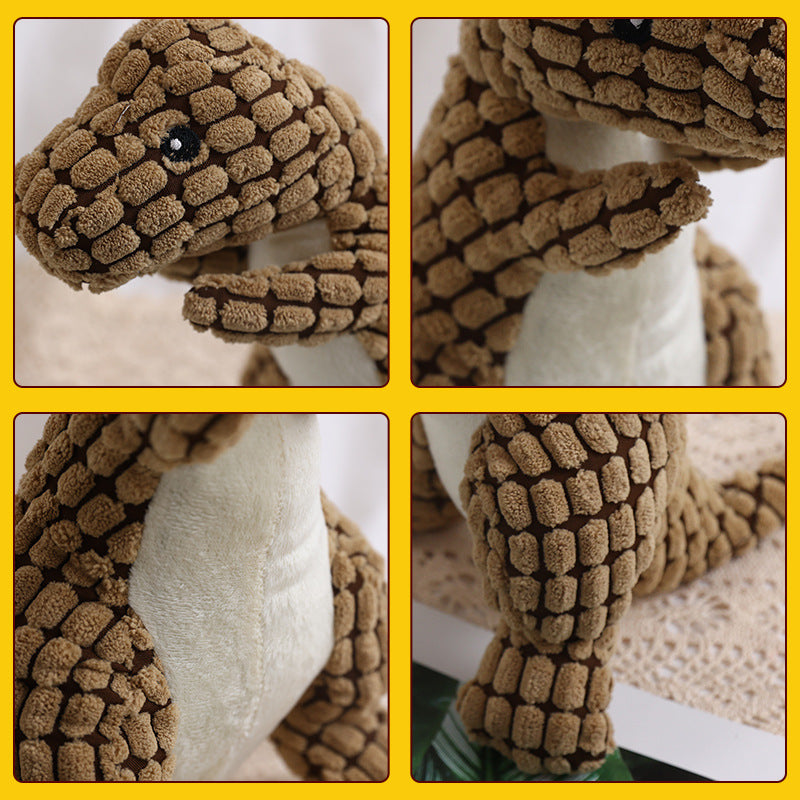 Squeaky corduroy plush dinosaur dog toy, view 4