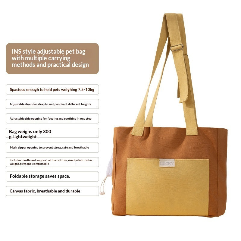 Canvas cat carrier shoulder bag with peek-out opening, view 8