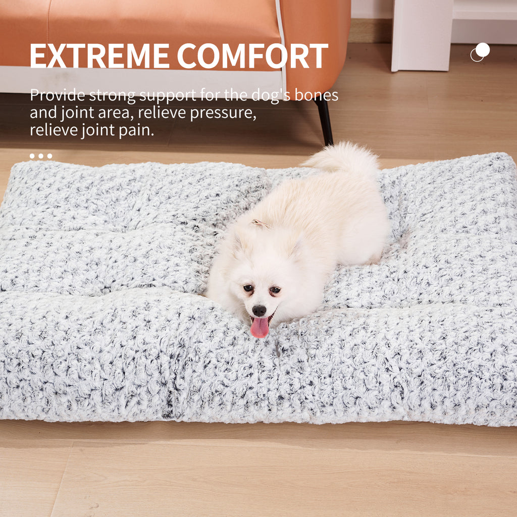 Thick grey plush dog crate pad and kennel mat, view 6