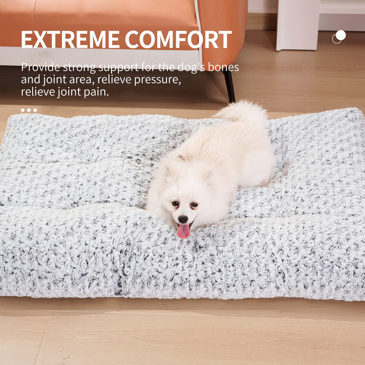 Thick grey plush dog crate pad and kennel mat, view 6